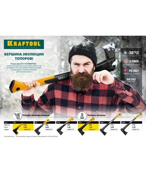 Топоры, колуны: Топор-колун KRAFTOOL X25 1700/2500 г, в чехле, 710 мм [20660-25] фотографии