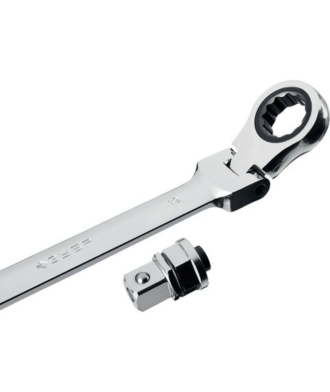 Наборы инструментов и ключи: Набор комбинированных гаечных ключей трещоточных шарнирных с адаптерами Зубр 27102-H10 10 шт, 8 - 19 мм фотографии