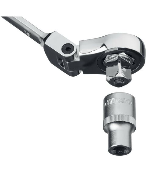 Наборы инструментов и ключи: Набор комбинированных гаечных ключей трещоточных шарнирных с адаптерами Зубр 27102-H10 10 шт, 8 - 19 мм фотографии