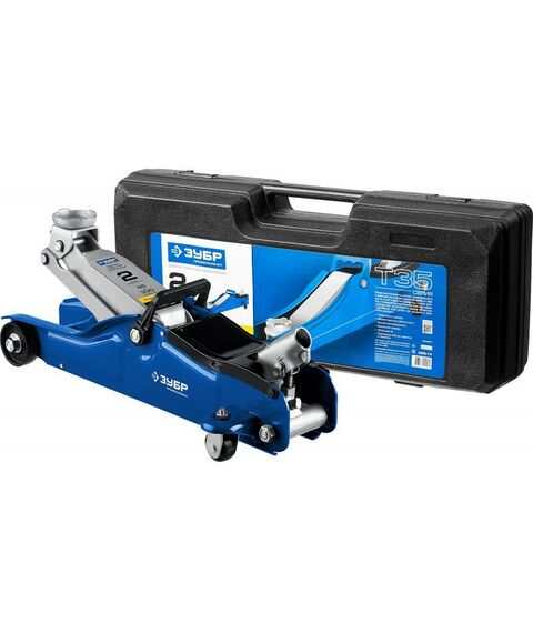 Домкраты: Подкатной домкрат Зубр Профессионал Т-35-K 2т 85-330мм, с низким подхватом, в кейсе [43056-2-K] фотографии