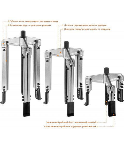 Демонтажный инструмент: Набор съемников со сменными захватами Зубр Профессионал 43305-H13 в кейсе фотографии