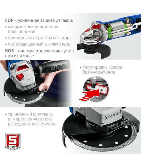 Угловые шлифмашинки (болгарки): УШМ Зубр Профессионал УШМ-П125-1500 ЭПСТ 125 мм, 1500 Вт, с регулировкой оборотов, компакт фотографии