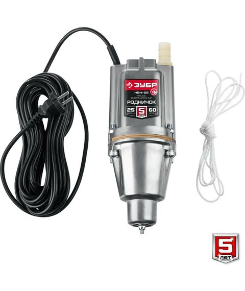 Насосы и насосные станции: Вибрационный насос с нижним забором воды Зубр Родничок-Н 25 м провод [НВН-25] фотографии
