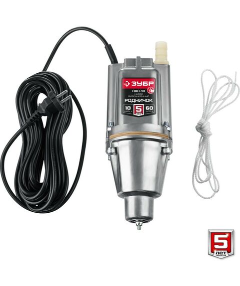 Насосы и насосные станции: Вибрационный насос с нижним забором воды Зубр Родничок-Н 10 м провод [НВН-10] фотографии