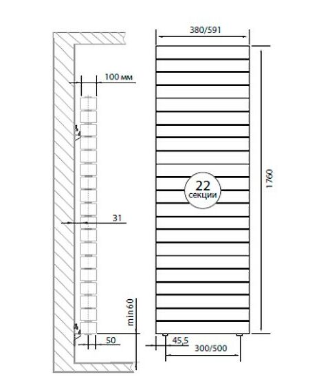 Радиаторы: Радиатор Royal Thermo PianoForte Tower new/Silver Satin 22 секций [RTPFTNSS50022] фотографии