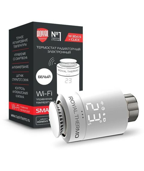 Термостаты: Термостат радиаторный электронный Royal Thermo RTE 77.001 Smart Heat, белый фотографии