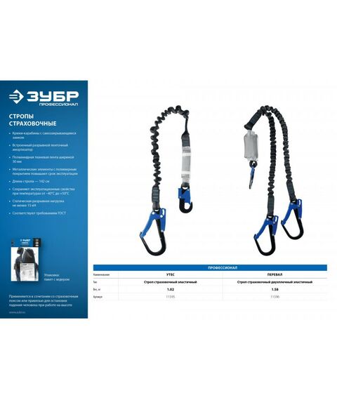 Спецодежда: Перевал строп эластичный двухплечный Зубр Профессионал 11596 полиамидная лента, с амортизатором фотографии