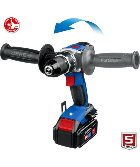 Дрели и шуруповерты: Бесщеточная дрель-шуруповерт Зубр Профессионал DB-201-42 20В, 2 АКБ (4Ач), в кейсе фотографии