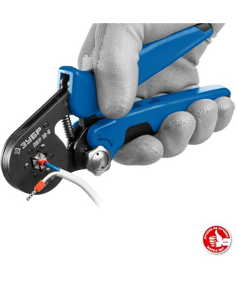 Электромонтажный инструмент: Пресс-клещи для втулочных наконечников Зубр Профессионал ПКР-10-6 0.25 - 10 мм.кв [22678] фотографии