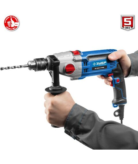 Дрели и шуруповерты: Дрель ударная Зубр Профессионал ДУ-П850-2 ЭРМК 850 Вт, 2-х скоростная, кейс фотографии
