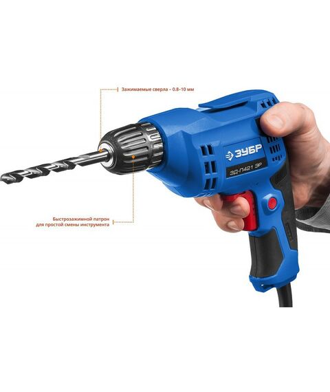 Дрели и шуруповерты: Безударная дрель Зубр Профессионал ЗД-П421 ЭР 420 Вт фотографии