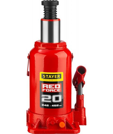 Домкраты: Домкрат бутылочный гидравлический STAYER RED FORCE 20т 242-452мм [43160-20_z01] фотографии