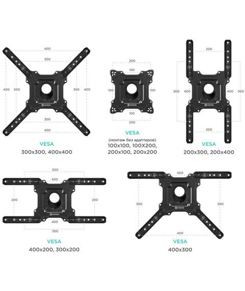 Крепеж для аудио-видео техники: Кронштейн ONKRON NP40 черный фотографии