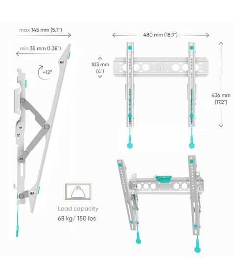 Крепеж для аудио-видео техники: Кронштейн ONKRON TM5 белый фотографии