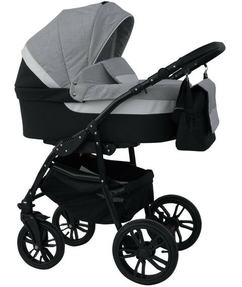 Коляски детские: Коляска 2в1 Alis ALVARO Al 04 т.серый+св.серый+белая кожа фотографии