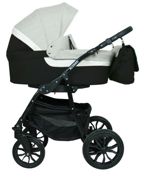 Коляски детские: Коляска 2в1 Alis ALVARO Al 04 т.серый+св.серый+белая кожа фотографии