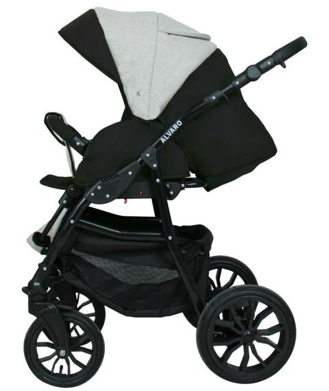 Коляски детские: Коляска 2в1 Alis ALVARO Al 04 т.серый+св.серый+белая кожа фотографии