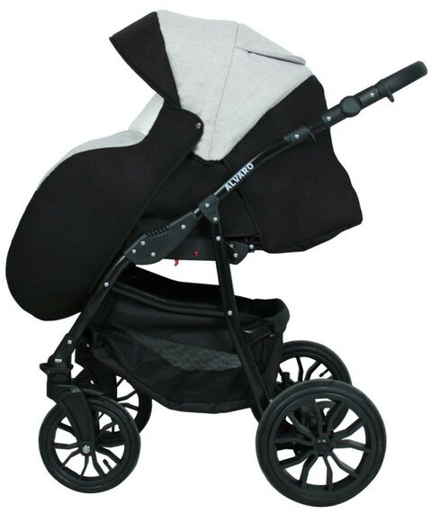 Коляски детские: Коляска 2в1 Alis ALVARO Al 04 т.серый+св.серый+белая кожа фотографии