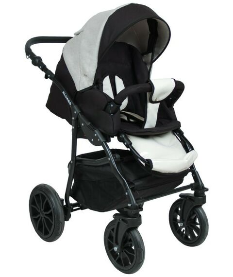 Коляски детские: Коляска 2в1 Alis ALVARO Al 04 т.серый+св.серый+белая кожа фотографии