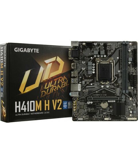 Материнские платы: Материнская плата GigaByte H410M H V2 LGA1200 <H470> PCI-E Dsub+HDMI GbLAN SATA RAID MicroATX 2DDR4 RTL фотографии
