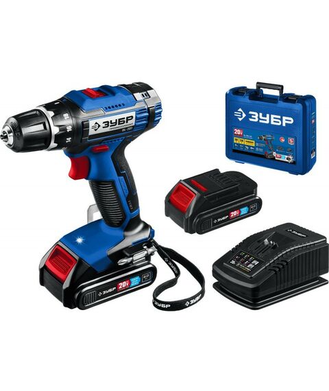 Дрели и шуруповерты: Дрель-шуруповерт Зубр Профессионал DL-201-22 20В, 2 АКБ (2Ач), в кейсе фотографии