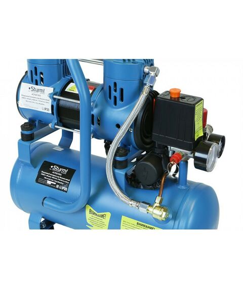 Компрессоры: Компрессор безмасляный Sturm! AC93210OL 900Вт, 10л, 2750 об/мин, 180 л/мин, 8 бар, бесшумный фотографии
