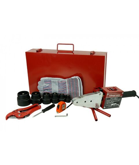 Аппараты для сварки пластиковых труб: Аппарат для сварки пластиковых труб Энергомаш Гарант АСТ1-1900-6 1900 Вт, 6 насадок 20-63мм фотографии