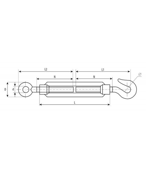 Такелажный крепеж: Талреп Зубр Профессионал М5 DIN 1480, крюк-кольцо, 20 шт, кованая натяжная муфта, оцинкованный [4-304355-05] фотографии