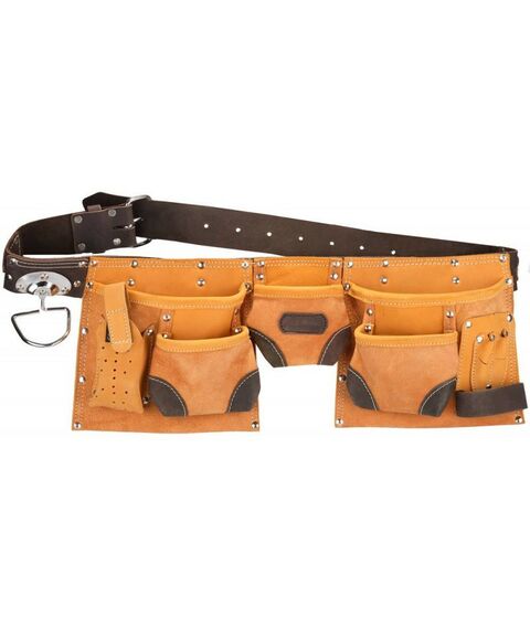 Ящики для инструмента: Пояс для инструментов KRAFTOOL 9 карманов натуральная кожа [1-38520] фотографии