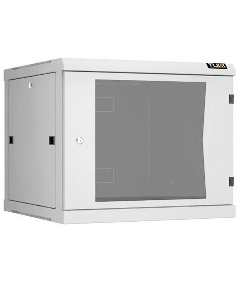 Шкафы и стойки: Настенный разборный шкаф TLK TWC-096060-R-G-GY 19", 9U, стеклянная дверь, Ш600хВ503хГ600мм, 2 пары монтажных направляющих, серый фотографии