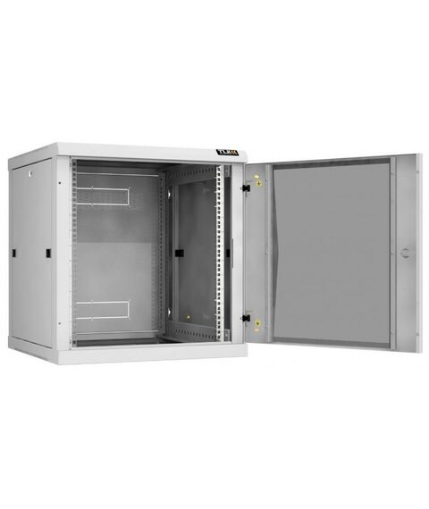 Шкафы и стойки: Настенный разборный шкаф TLK TWC-126060-R-G-GY 19", 12U, стеклянная дверь, Ш600хВ636хГ600мм, 2 пары монтажных направляющих, серый фотографии
