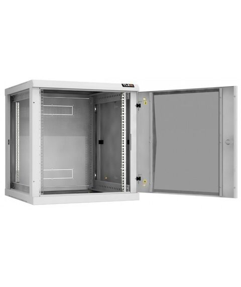 Шкафы и стойки: Настенный разборный шкаф TLK TWC-126060-R-G-GY 19", 12U, стеклянная дверь, Ш600хВ636хГ600мм, 2 пары монтажных направляющих, серый фотографии