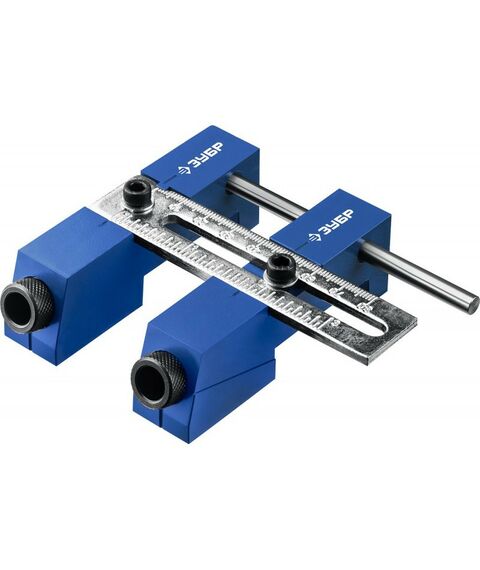 Принадлежности для электроинструмента: Кондуктор регулируемый Зубр 30081 для глухих отверстий, два отверстия, в кейсе фотографии