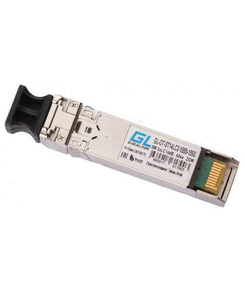 Медиаконвертеры и модули: Модуль Gigalink GL-OT-ST14LC2-1550-1550 SFP+, 10Гбит/с, два волокна, SM, 2хLC, 1550 нм, 14 дБ (до 40 км) DDM фотографии