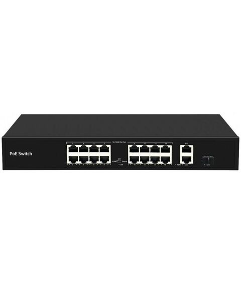 Коммутаторы, маршрутизаторы, межсетевые экраны: Коммутатор неуправляемый Gigalink GL-SW-F005-16P 16 PoE (802.3af/at) порта 10/100Мбит/с до 250 метров cat.6, 2 * 10/100/1000BaseT + 1 SFP 1000Мбит/с, 300Вт фотографии