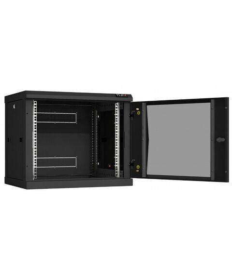 Шкафы и стойки: Настенный разборный шкаф TLK TWC-096045-R-G-BK 19", 9U, стеклянная дверь, Ш600хВ503хГ450мм, 2 пары монтажных направляющих, черный фотографии
