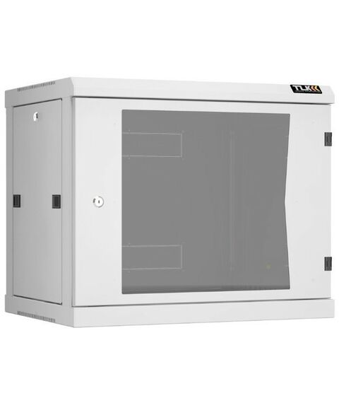 Шкафы и стойки: Настенный разборный шкаф TLK TWC-096045-R-G-GY 19", 9U, стеклянная дверь, Ш600хВ503хГ450мм, 2 пары монтажных направляющих, серый фотографии