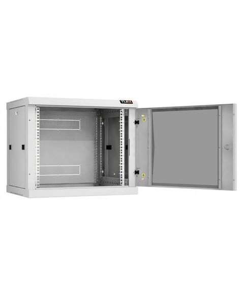 Шкафы и стойки: Настенный разборный шкаф TLK TWC-096045-R-G-GY 19", 9U, стеклянная дверь, Ш600хВ503хГ450мм, 2 пары монтажных направляющих, серый фотографии