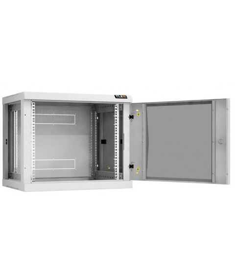 Шкафы и стойки: Настенный разборный шкаф TLK TWC-096045-R-G-GY 19", 9U, стеклянная дверь, Ш600хВ503хГ450мм, 2 пары монтажных направляющих, серый фотографии