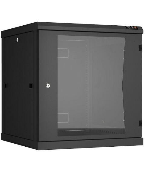 Шкафы и стойки: Настенный разборный шкаф TLK TWC-126060-R-G-BK 19", 12U, стеклянная дверь, Ш600хВ636хГ600мм, 2 пары монтажных направляющих, черный фотографии