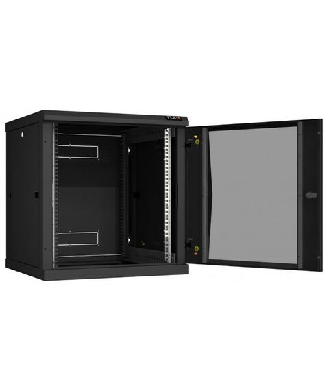 Шкафы и стойки: Настенный разборный шкаф TLK TWC-126060-R-G-BK 19", 12U, стеклянная дверь, Ш600хВ636хГ600мм, 2 пары монтажных направляющих, черный фотографии