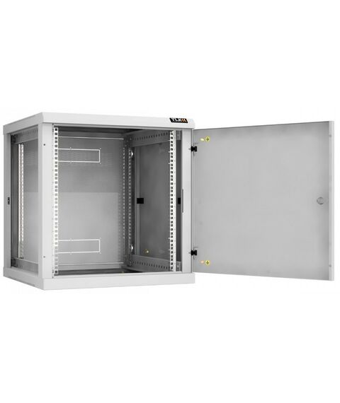 Шкафы и стойки: Настенный разборный шкаф TLK TWC-126060-R-M-GY 19", 12U, металлическая дверь, Ш600хВ636хГ600мм, 2 пары монтажных направляющих, серый фотографии