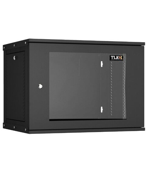 Шкафы и стойки: Настенный разборный шкаф TLK TWI-096045-R-G-BK 19", 9U, стеклянная дверь, Ш600хВ436хГ450мм, 1 пара монтажных направляющих, черный фотографии