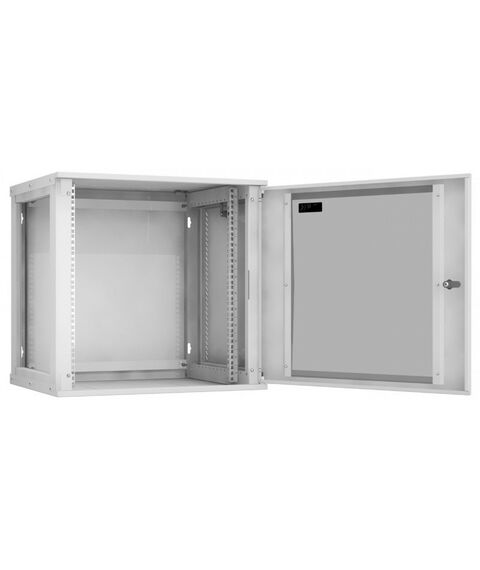 Шкафы и стойки: Настенный разборный шкаф TLK TWI-126045-R-G-GY 19", 12U, стеклянная дверь, Ш600хВ569хГ450мм, 1 пара монтажных направляющих, серый фотографии
