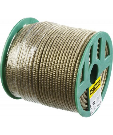 Такелажный крепеж: Трос стальной в полимерной оболочке STAYER d=5,0 мм, L=100 м [30410-50] фотографии
