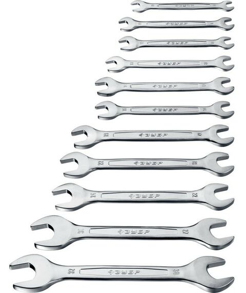 Наборы инструментов и ключи: Набор рожковых гаечных ключей Зубр 6 - 32 мм 12 шт [27010-H12_z01] фотографии