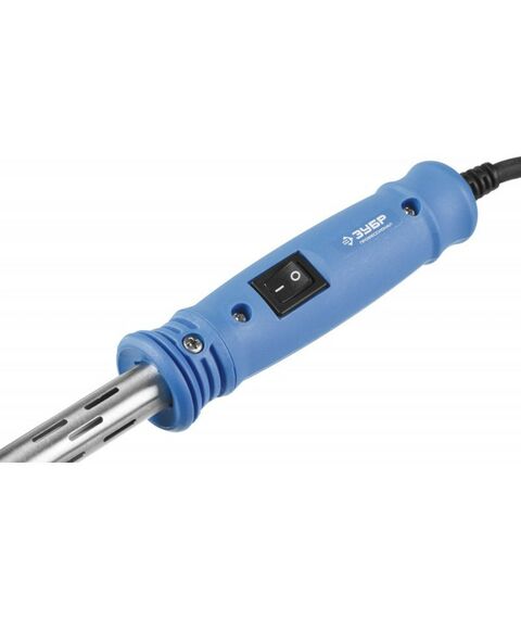 Паяльное оборудование: Высокомощный электропаяльник Зубр Ceramic PRO 200Вт с пластиковой рукояткой, выключателем, клин [55301-200] фотографии