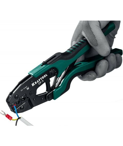 Электромонтажный инструмент: Пресс-клещи KRAFTOOL CP-3 для изолированных наконечников и муфт 0,5 - 6 мм.кв [45461-3] фотографии