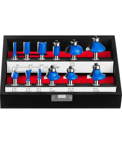 Принадлежности для фрезерных станков: Набор профильных фрез по дереву Зубр 28796-H12 12шт фотографии