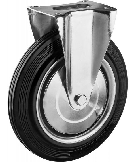 Мебельный крепеж: Колесо неповоротное Зубр Профессионал d=250 мм г/п 210 кг, резина/металл, игольчатый подшипник [30936-250-F] фотографии